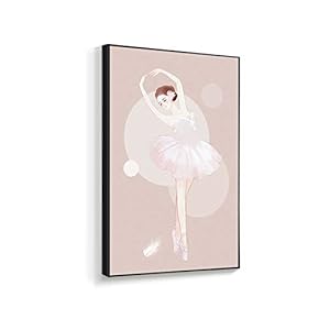 Framed Canvas Home Artwork Decoration Elegant Ballerina Canvas Wall Art for Living Room, Bedroom - 16x24 inches