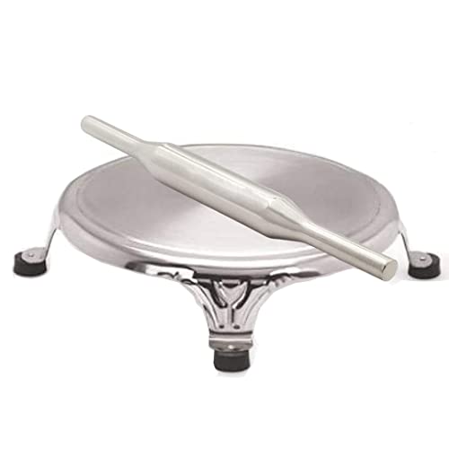 Stainless Steel Circular Board and Belan Rolling Pin for Kitchen Set of