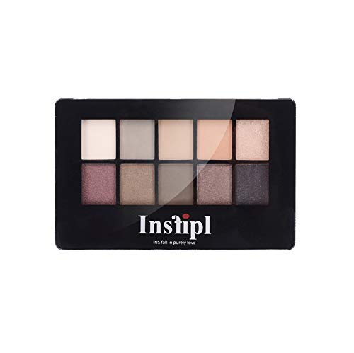 Insfipl Pro 10 Color Nudes Eyeshadow Palette Set Highly Pigmented Makeup,Brush in 0.42OZ (Queen)