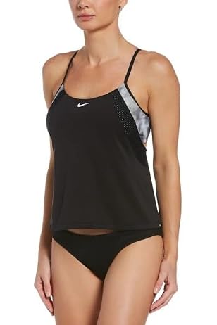 nike stripe blouson swimsuit top