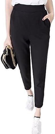 Amazon Four Clover レディース シンプルで使い回しやすい パンツ 白 黒 ウエスト ゴム 楽チン エコバッグ付き ロングパンツ 通販