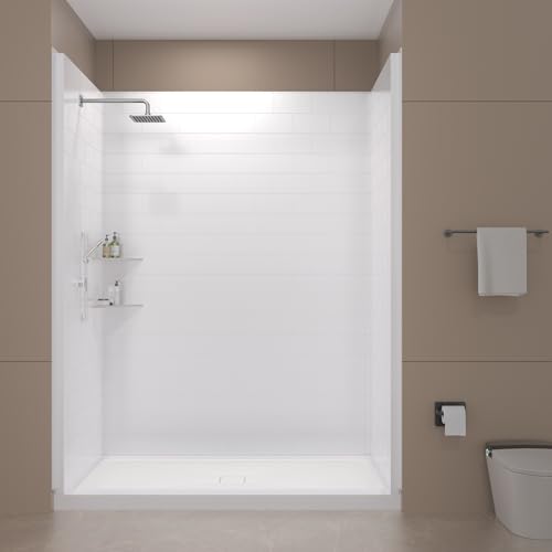 32x60 Shower Wall Panels with Base Kit, 4-Piece Shower Surround Set