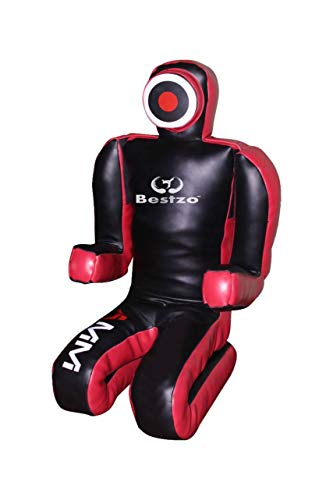 Bestzo MMA Martial Arts Brazilian Grappling Dummy Wrestling Grappling Dummy Black,Throwing Dummy for Karate,Boxing Training Synthetic Leather- 59 inches-Unfilled