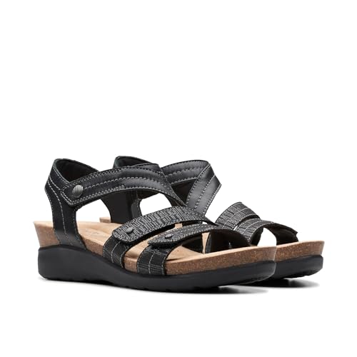 Clarks Collection Women's Calenne Clara Wedge Sandal, Black Combi, 6.5 Medium US