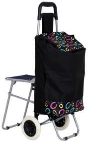 ORRIL Steel Foldable Trolley Bag with Chair (Black/Red)