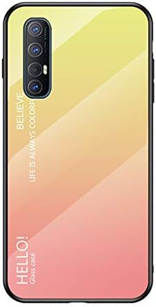 SHIEID Case for OPPO Reno 3 Pro Case,Gradient Clear Tempered Glass Cover Case Compatible with OPPO Reno 3 Pro-Gradient Yellow