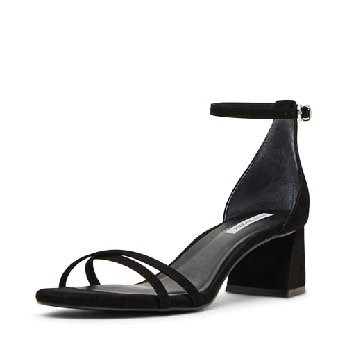Steve Madden Women's Rae Heeled Sandal, Black Nubuck, 11