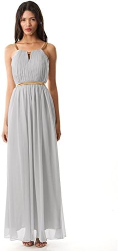 Miss Mint Women's Open Back Halter Key Hole Bridesmaid Dress Long MS23 (0, Light Gray)