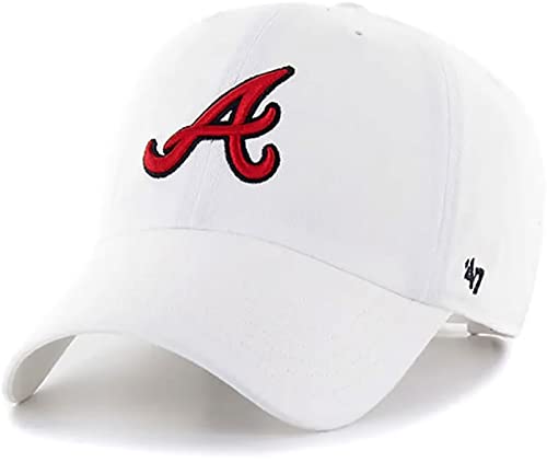 '47 MLB Mütze, weiß, Team-Farbe, Primär-Logo, zum Aufräumen, Verstellbarer Riemen, Einheitsgröße für Erwachsene, Atlanta Braves White, Einheitsgre