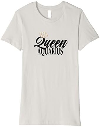 Women's Queen Aquarius T-Shirt Zodiac Sign January February Birthday Medium Silver