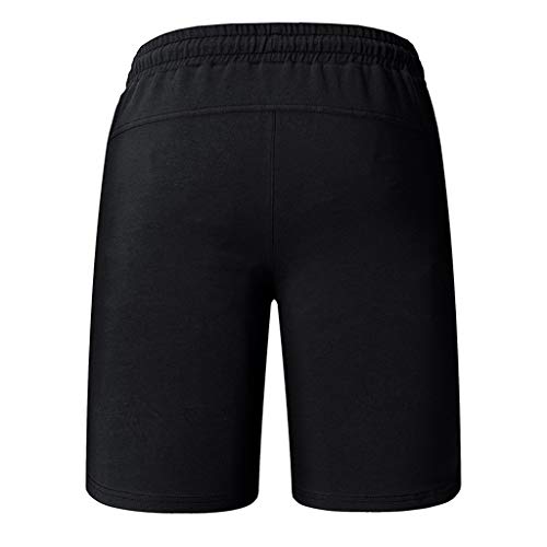 TIFENNY Fashion Cotton Soft Casual Pants Summer Men's Plain Color Sports Shorts Home Pants Zipper Black