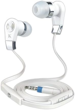 GummyCase HD Sound Heavy Duty Matte Wired Double Earpiece Earbud in Ear Headset Headphone Earphone Built-in Microphone Hands-Free Calls Sweat Proof with 3.5mm Jack, White