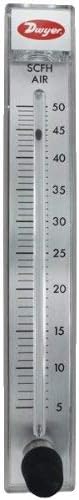Dwyer Rate-Master Flowmeter, RMC-122-SSV, 2% Acc, 2-20 SCFM air, SS Valve, PC Body