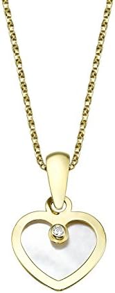 14K Solid Yellow Gold Cubic Zirconia "Enraptured Heart" Girls and Teens Pendant Necklace, 16.5"