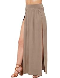Loxdonz falda larga para dama, elástica, con abertura lateral, para fiestas en la playa