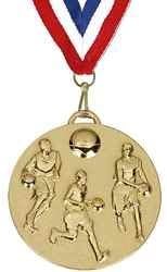 Target50 Basketball Medal with RWB 22mm Ribbon (N) Basketball Trophy Award
