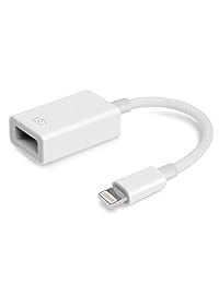 FA-STAR USB Camera Adapter, USB Female OTG Data Sync Cable Compatible with iPhone X 8 7 6 Plus iPad Air Pro Mini, Support Card Reader, MIDI Interface, Hubs - White