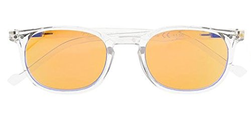 Reduce Eyestrain,Anti Blue Rays,UV Protection,Unisex Computer Reading Glasses(Clear,Amber Tinted Lenses) +1.25