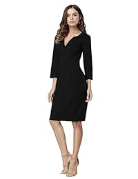 Vestido de mujer, tipo lápiz, bodycon para fiestas, negocios, trabajo, oficina, con escote en V, clásico, de HiQueen