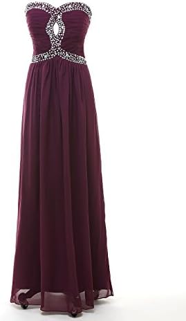 Grace Lee Chiffon Sweetheart Rhinestone Prom Party Dresses Long Evening Dresses XL Purple