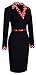 HOMEYEE Women's 1950s Vintage Turn Down Collar Black Pencil Business Dress B334 (10, Black)