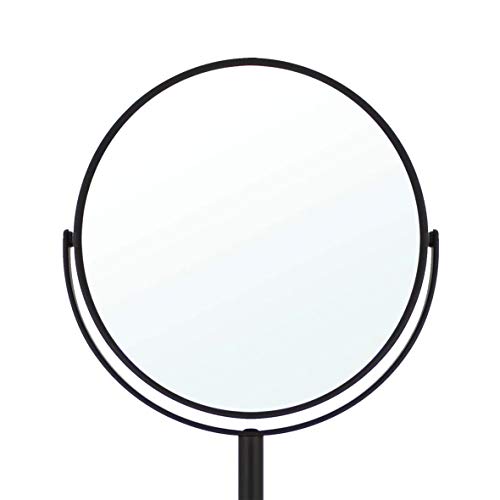 MODONA 6-Inch Two-Sided 1X and 5X Tabletop Makeup Vanity Mirror, 13.5-Inch Tall - Rubbed Bronze - 5 Year Warranty