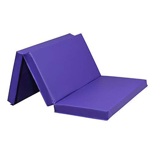 ZENOVA Folding 4'' Thick Cushion Gymnastics Landing Mat Core Workout Mats 3 Panel Tumbling Crash Pad Crash Mats (purple2) - Thumbnail 7