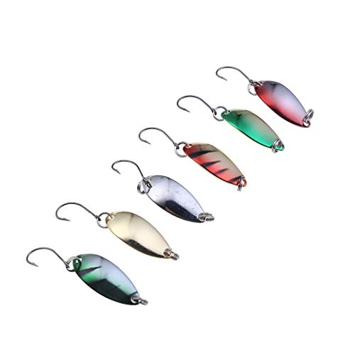 Hongxin Fishing Lure,5/6pcs 5/2.5g Sequin Spoon Fishing Lure Trout Blinker Hard Bait Single Hook Outdoor,Fishing Hooks High Carbon Steel Worm Soft Bait Jig Fish Hooks (B)