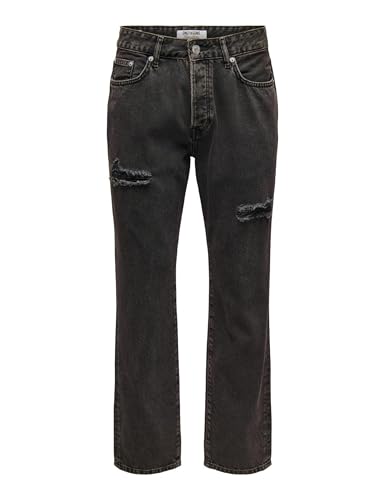 Herren Onsedge Straight Destroy Box Tai DNM Otl, Washed Black, Bundweite: 84 cm, beinlänge: 81 cm