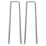 OuYi Garden Staples Galvanized Landscape Sod Stakes, 250 Pack 6 Inch 11 Gauge Rust Resistant Steel Lawn U Pins Pegs - Securing Ground Cover, Weed Barrier Fabric (GardenStaple_W_250_US)