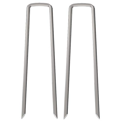 OuYi Garden Staples Galvanized Landscape Sod Stakes, 250 Pack 6 Inch 11 Gauge Rust Resistant Steel Lawn U Pins Pegs - Securing Ground Cover, Weed Barrier Fabric (GardenStaple_W_250_US)