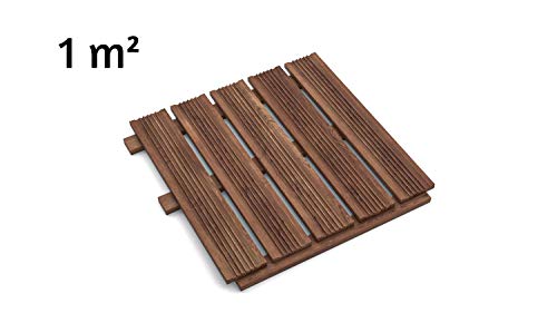 Floranica Holzterrassenplatten 1m2 (4 Stück 50x50 cm) Imprägniertes Lärchenholz Braun Boden für die Sauna Terrasse oder… – Bild 4