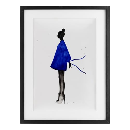 'Girl In Blue Dress Silhouette'| Framed Print Under Glass