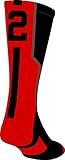 TCK Player Id Black/Scarlet Number Crew Sock (#2 - Single Sock, Medium)