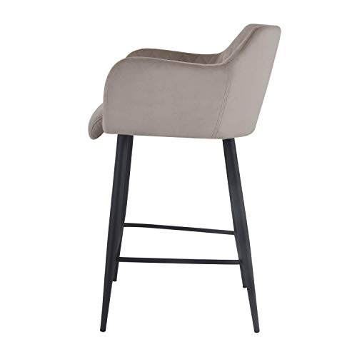 Damiware Rose Barhocker Hochwertiger Barstuhl für Hausbar mit Samt Stoffbezug | (Samt Taupe, 65 cm) – Bild 5