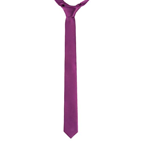 Landisun Skinny Purple Tie Silk Tie Satin Slim Necktie Exclusive 2 inch - Thumbnail 2