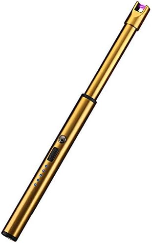 Yeleo Trosetry Light Arc Lighter, Flameless Electronic Lighter with Battery Indicator, USB Windproof, Portable Grill Candle, Kitchen Flameless Lighters, Electronic Cigarette Lighter Gold1