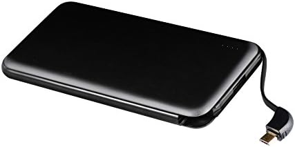 Power Bank External Battery Travel Charger 10000mAh 7MM with Build-in Lightning &amp; Micro USB Cable for Android Devices Black