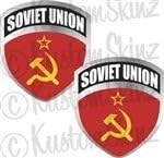 2 - 3" Soviet Union Shield Flag Decal USSR