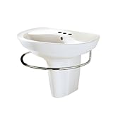 American Standard 0268.444.020 Ravenna Wall-Mount Pedestal Sink with 4-Inch Faucet Holes, White