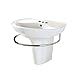 American Standard 0268.444.020 Ravenna Wall-Mount Pedestal Sink with 4-Inch Faucet Holes, White