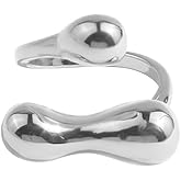 Dtja Irregular Ball Statement Adjustable Open Wrap Ring for Women Girls Silver Gold Plated Stacking Adjustable Band Finger Rings Comfort Fit Fashion Birthday Holiday Y2K Party Jewelry Gift Size 6-12
