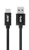 JOTO USB Type C Cable, USB-C 3.1 Type-C to USB 3.0 Type A Charging Data Cable [Heavy Duty Nylon Braided] for Galaxy S9 Plus/S8 Plus/Note8 Nintendo Switch LG G6 V30 G7 all Type C Devices, Black, 3.3ft