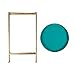 Kate and Laurel Celia Round Metal Foldable Tray Accent Table, Teal and Gold