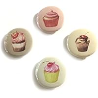 12 pcs set watercolor cupcakes tea party theme pinback DIAMETER 1.5" or 2.25" buttons for birthday baby shower party favors collectible flair pin