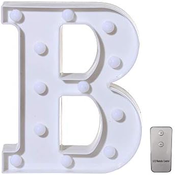 Kimanli Letter Light Remote Control Alphabet Letter Lights LED Light Up Decor White Plastic Letters Stand (B)