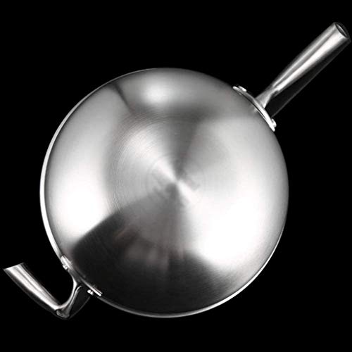 XLEVE Stainless Steel Wok，HardAnodized Aluminum Wok with lid, Nonstick