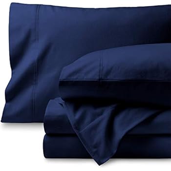 Bare Home Flannel Sheet Set 100% Cotton, Velvety Soft Heavyweight - Double Brushed Flannel - Deep Pocket (Queen, Dark Blue)