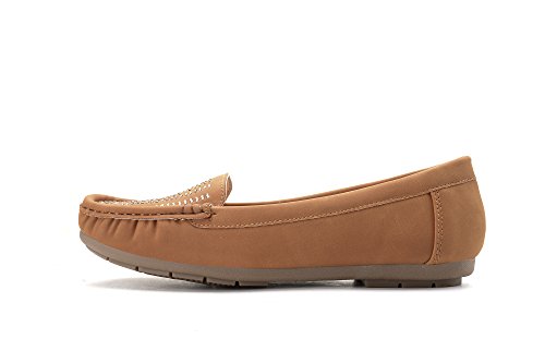 Mlia Lady Womens Casual Slip On Loafer Moccasins Flats Driving & Walking Shoes Zenobia Camel 10