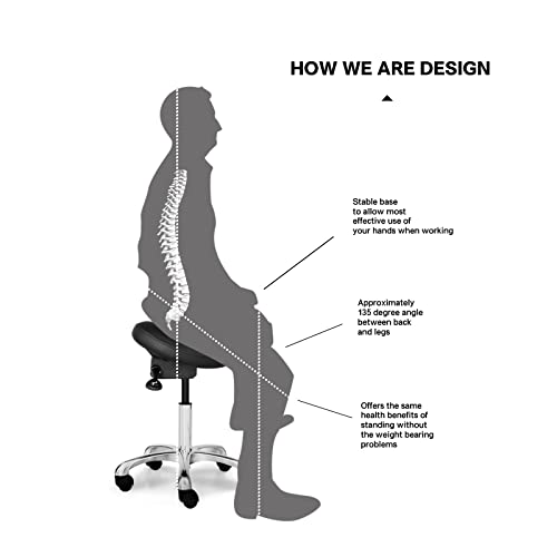 Eognyzie Saddle Stool Rolling Spa SalonErgonomic Saddle Chair